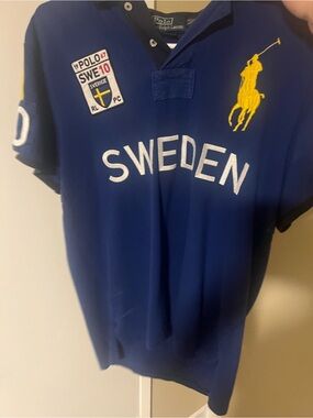 Ralph Lauren Navy and Yellow Sweden Polo